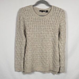JEANNE PIERRE Cream Cable Knit Sweater. 100% Cotton. Womens size M. Neutral